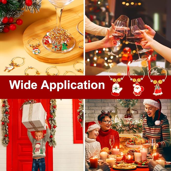 20pcs Christmas Wine Glass Charms, Cute Wine Glass Markers Tags Charms - Image 3