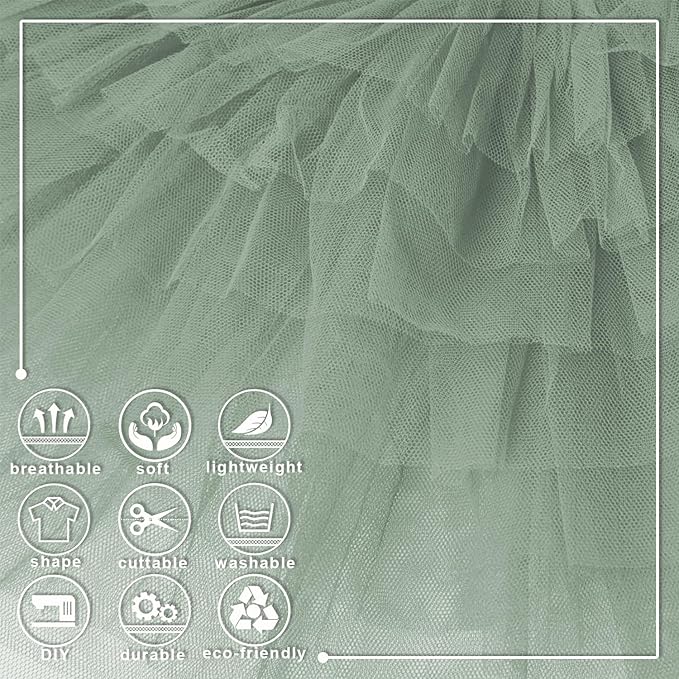 Sage Green Tulle Fabric Roll 6 Inch X 300 FT Matte Tulle Ribbon Netting Mesh - Image 3