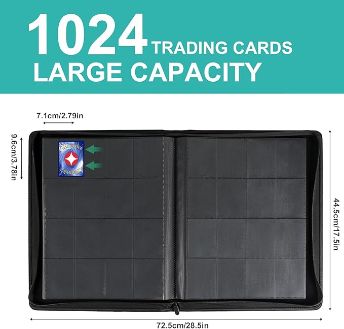 GEAoffice Premium 1000 Trading Card Binder, Large Side Loading 16 Pocket Card - Image 2