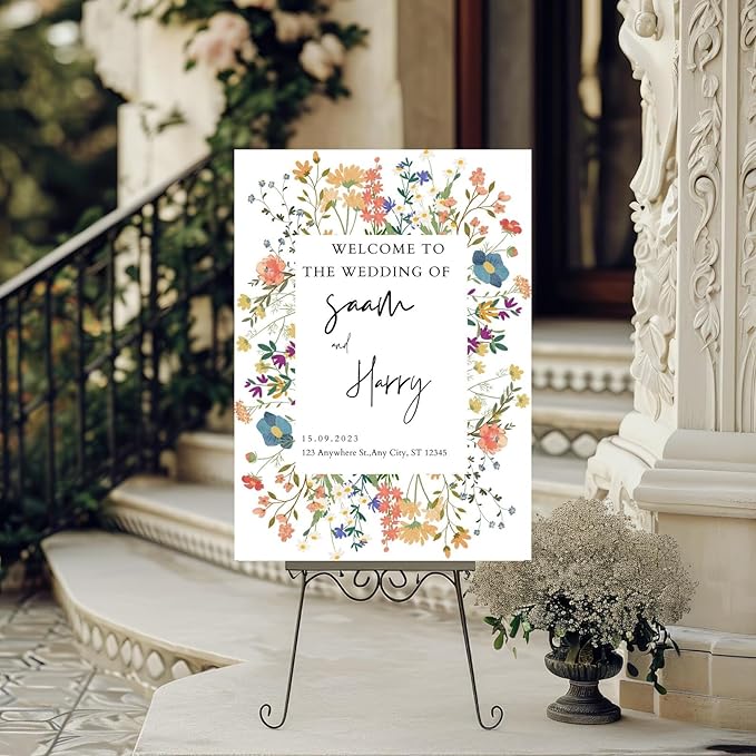 Welcome Wedding Signs, Modern Floral Wedding Sign Decorations Signage 12" X 18" - Image 3