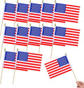 12Pcs Small American USA Flags on Wooden Stick Mini United States Flag Hand by HSQCEZ