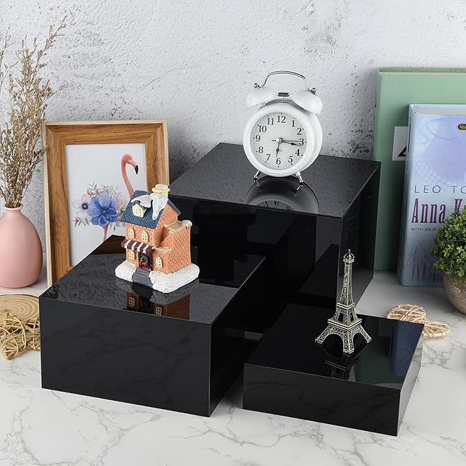 3Pcs Black Buffet Risers Acrylic Boxes Display Food Risers - Image 6