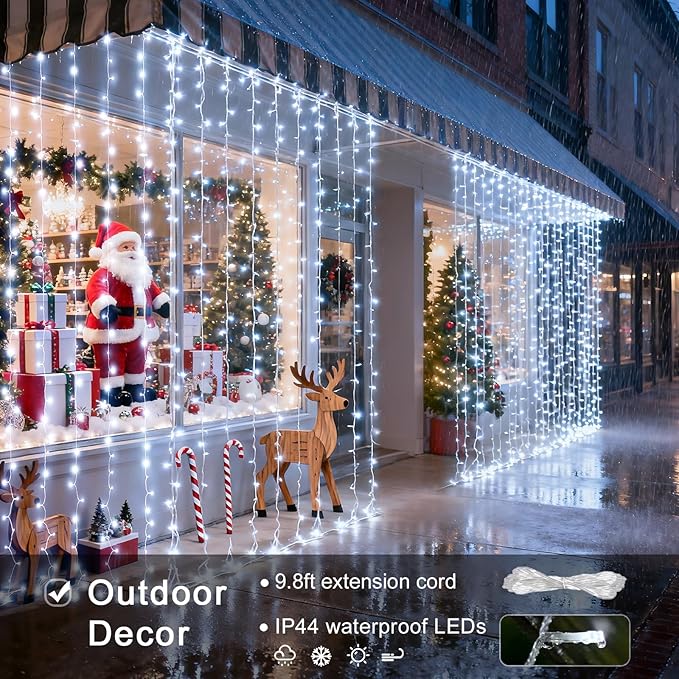 JMEXSUSS 300 LED 9.8x9.8Ft Curtain Lights Indoor - Image 3