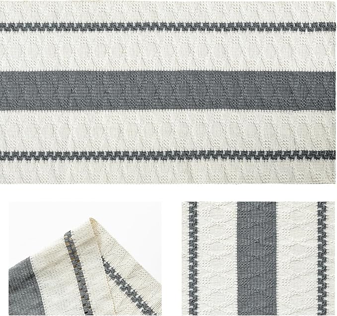 Artoid Mode Dark Grey Farmhouse Woven Rustic Table Runner, Seasonal Holiday - Image 6