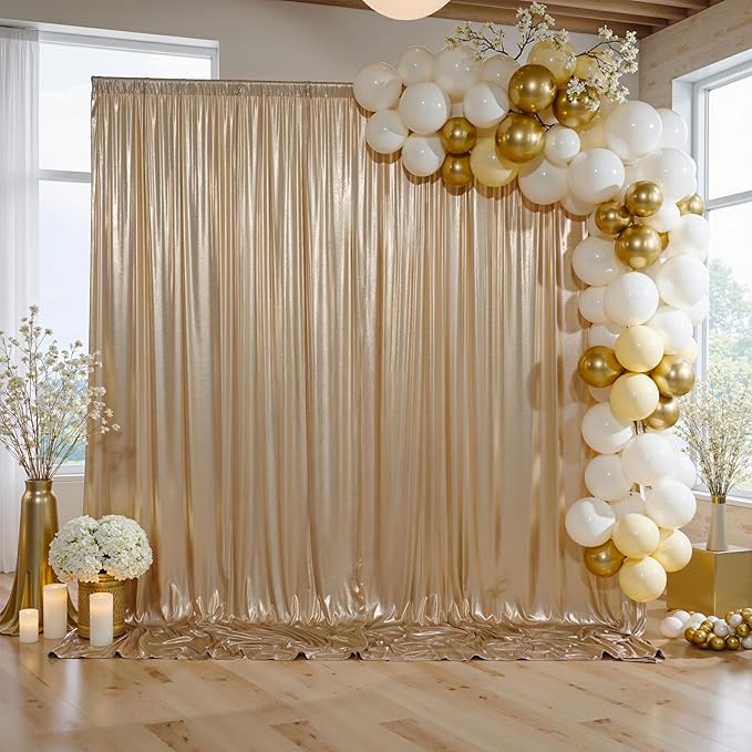 gogoparti 10x10FT Champagne Gold Sequin Backdrop Curtain - Image 7