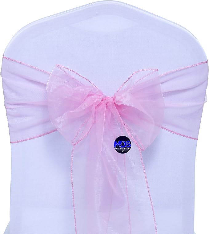 MDS Pack of 125 PCS Organza Chair Sashes Wider Dining Chair Bows Ribbon Tie Back - Image 3