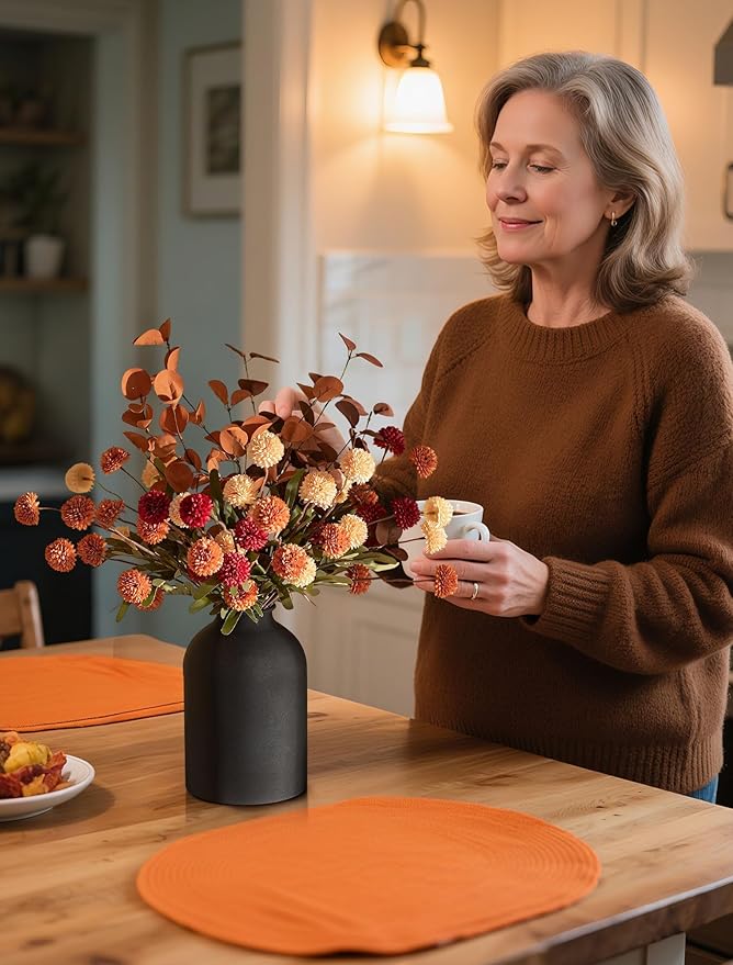 BLOSMON Fall Flowers in Vase for Centerpieces: Metal Vase - Image 5