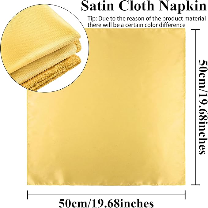 Aneco 12 Pieces Satin Napkin Square 20 x 20 Inches Dinner Napkins Weddings - Image 2