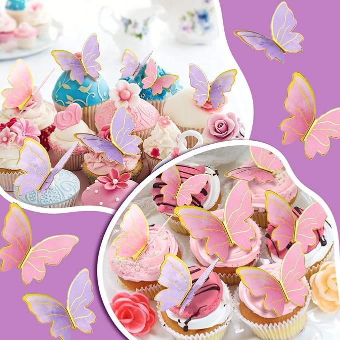 Shimeyao 52 Pcs Wedding Birthday Gold Cake Decoration Boho Cake Topper Pink - Image 4