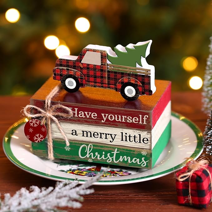 4 Pcs Christmas Table Decor Winter Table Decorations Christmas Tiered Tray - Image 2