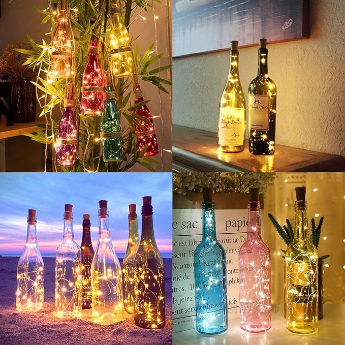 Aluan Wine Bottle Lights with Cork, Christmas Lights 10 Pack 20 LED Mini Fairy - Image 6