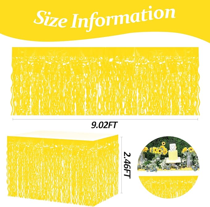 4P Wavy Metallic Tinsel Foil Fringe Table Skirts - Image 2