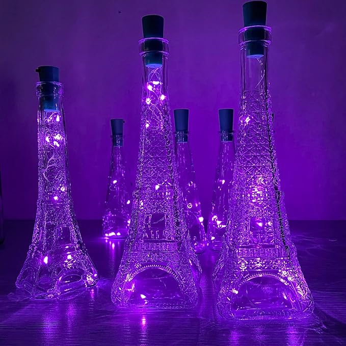 Wine Bottle Lights with Cork 15Pack 10 LED 40 Inches Battery Operated Silver - Image 7