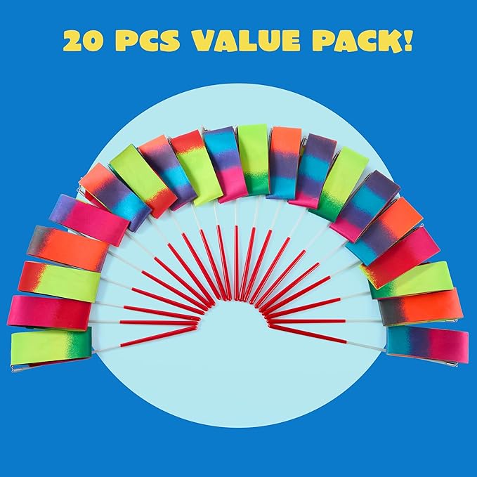 JOYIN 10 Pcs Ribbon Dancing Wands Party Favors Set, Dance Ribbon Gymnastics - Image 2
