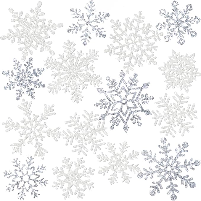 Winter Snowflake Cutouts Glitter Paper Snowflake Decorations by OuMuaMua