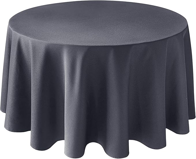 Biscaynebay Textured Fabric Round Tablecloths 90", Dark Grey Water Resistant by Biscaynebay