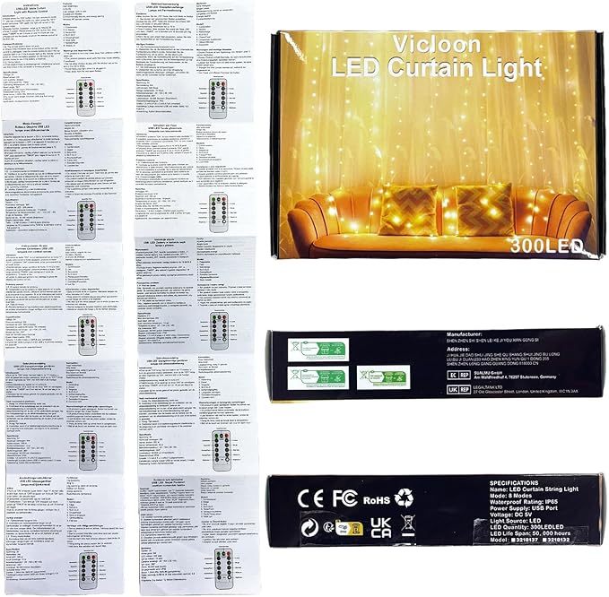 Vicloon Fairy Curtain Lights, 300 LED White Curtain Lights, 8 Modes 9.8×9.8Ft - Image 16