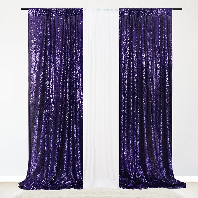 Eternal Beauty Sequin Backdrop Curtains, 2x8 Ft-2 Panels Purple Back Drop by EternalBeauty