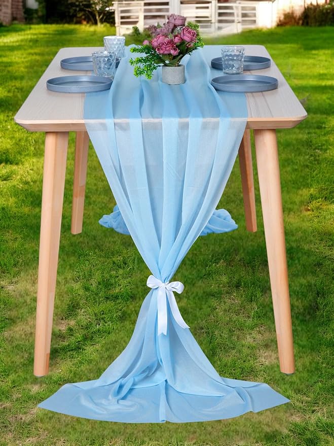 MDS 10 Pack 10ft Chiffon Table Runner 29 x 120 Inches Sheer Wedding Runner by MDS