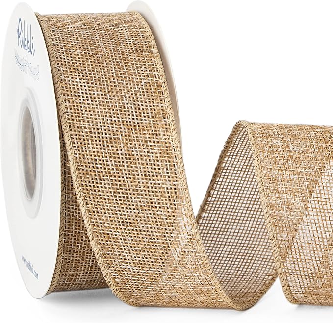 Ribbli Burlap Wired Edge Ribbon, 1-1/2 Inch x 10 Yard, Solid by Ribbli