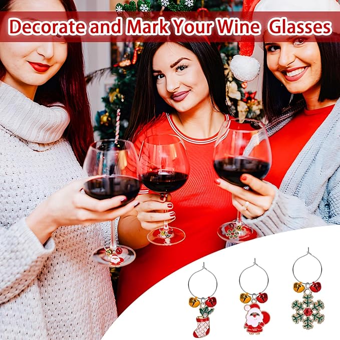 SANNIX 24pcs Christmas Wine Glass Charms - Image 4