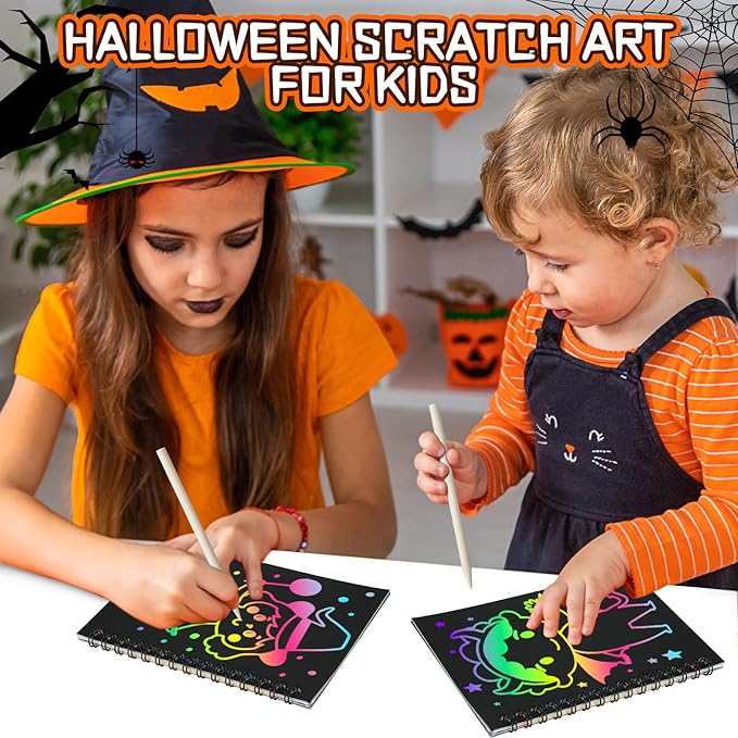 Halloween Party Favors for Kids Bulk: 24 Pack Rainbow Scratch Art Notebook Bulk - Image 6