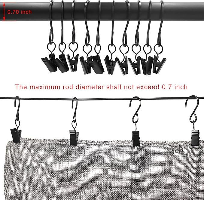 Stainless Steel S Hooks Curtain Clips, 50 Pack Hanging Party Lights Clips - Image 4