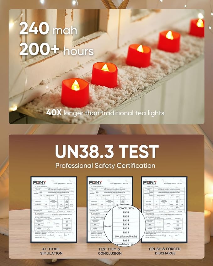 Homemory Red Tea Lights Candles Battery Operated, 200+Hour Flameless Flickering - Image 4