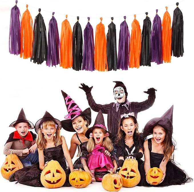 Black-Purple Orange Halloween Party-Decorations Tassel-Garland - Image 5