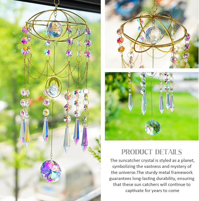 H&D HYALINE & DORA Colored Prisms Crystal Suncatcher Gold Window Sun Catcher - Image 6