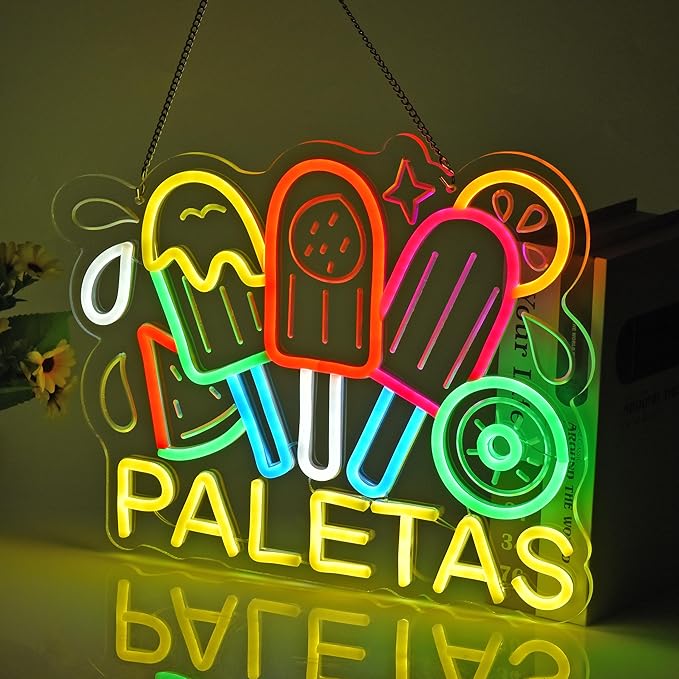 CNBEYOUNG Paletas Neon Sign, Neon Lights Hanging Wall Art Decoration - Image 7