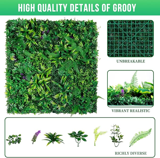 Artificial Boxwood Panels, Grass Wall Panels 20"x20", Privacy Hedge Fence Screen - Image 2