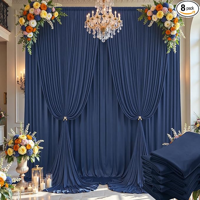 40×14ft Wrinkle Free Navy Blue Backdrop Curtain by ENJOYYOURPARTY