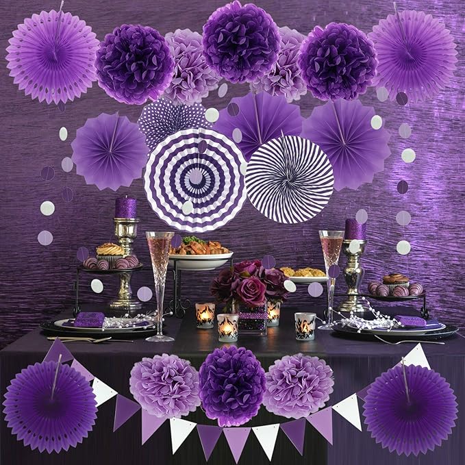 ZERODECO Party Decoration, Pom Poms Flowers, Garlands String Polka Dot and - Image 6