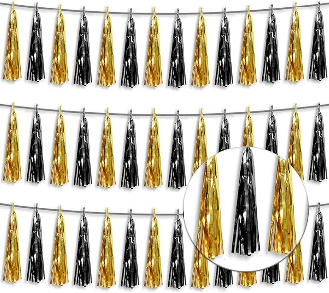 3P Metallic Fringe Tassel Banner Garland Foil Tinsel Streamer Wall Hanging by Xuuf