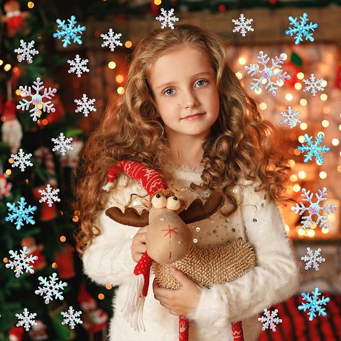 MARFOREVER Blue White Snowflake Confetti Decorations, Winter Glitter Confetti - Image 5