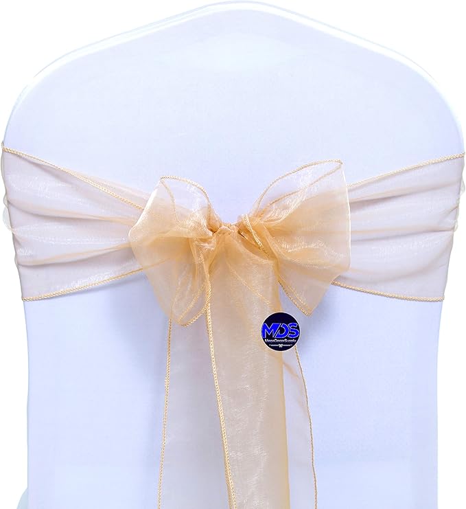 MDS Pack of 125 PCS Organza Chair Sashes Wider Dining Chair Bows Ribbon Tie Back - Image 3