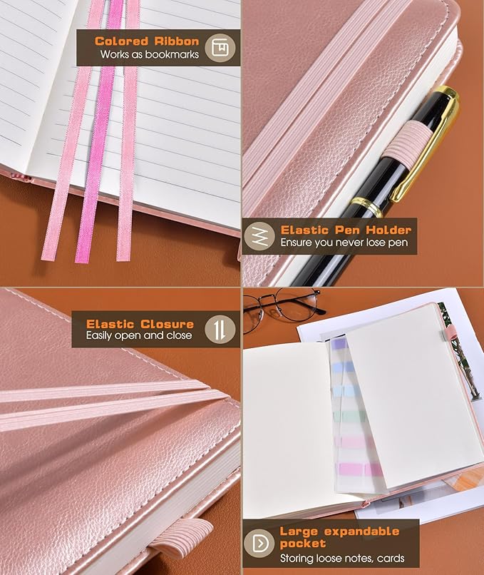 Lined Journal Notebook for Women Men, 256 Numbered Pages Hardcover Leather - Image 5