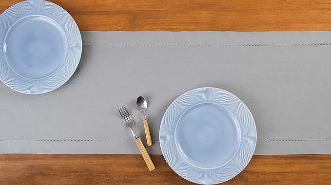 Solino Home Light Grey Table Runner 108 Inches Long - Image 4