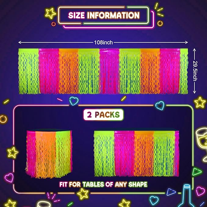 Mega-L Glow in The Dark Party Supplies, 2 Pack Neon Party Decorations - Image 4