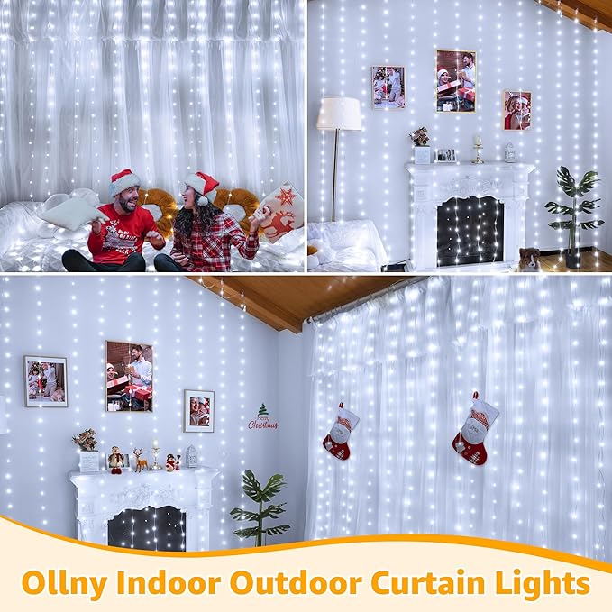 Ollny Curtain Lights 600LED 19.7ft x 9.8ft, IP67 Waterproof Outdoor Curtain - Image 6