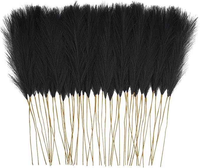 50pcs Faux Pampas Grass, 21.6" Short Artificial Pompous Grass Floral Fake by ObbsieDirect