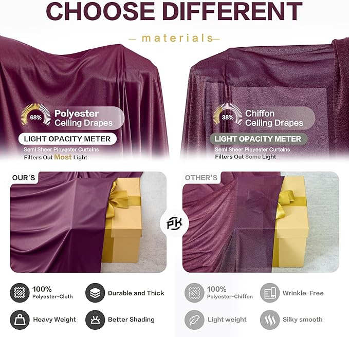 PartyVillage 20ft×15ft Burgundy Backdrop Curtain - Image 4