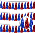 3P Blue Red Metallic Fringe Tassel Banner Garland Foil Tinsel Streamer Wall by Xuuf