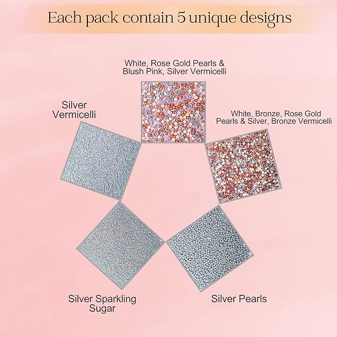 Confect Edible Cake Sprinkles Mix – Silver, Bronze & White Pearls, Sparkling - Image 2