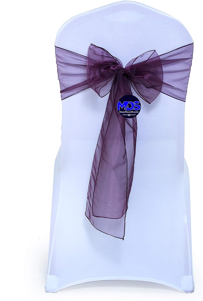 MDS Pack of 10 PCS Organza Chair Sashes Wider Dining Chair Bows Ribbon Tie Back by MDS