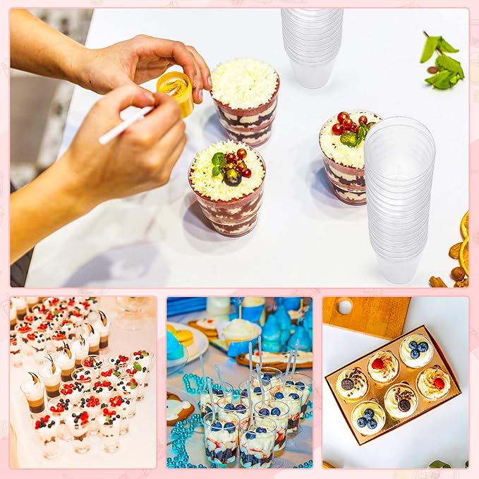 CHENGU 3 oz Clear Plastic Mini Dessert Cups - Image 6