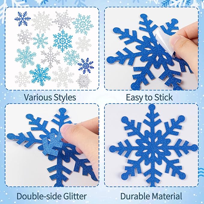 Winter Snowflake Cutouts Glitter Paper Decorations - Image 5