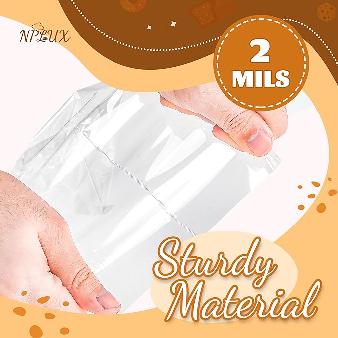 NPLUX 100 Pack Cellophane Bags Small Plastic Cookie Bag Clear Treat Bags - Image 4