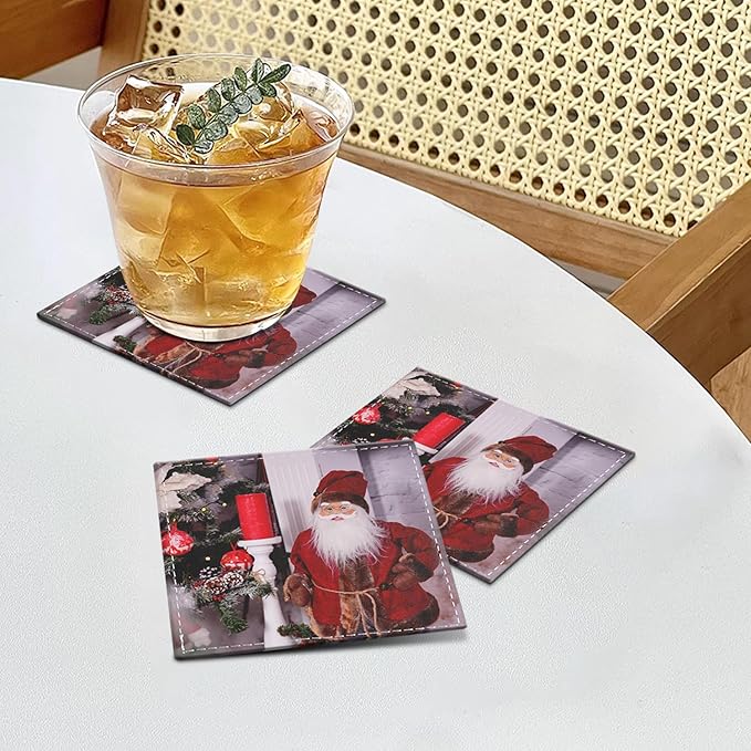 Custom Coasters Set of 6, Personalized Leather Coasters - Image 5